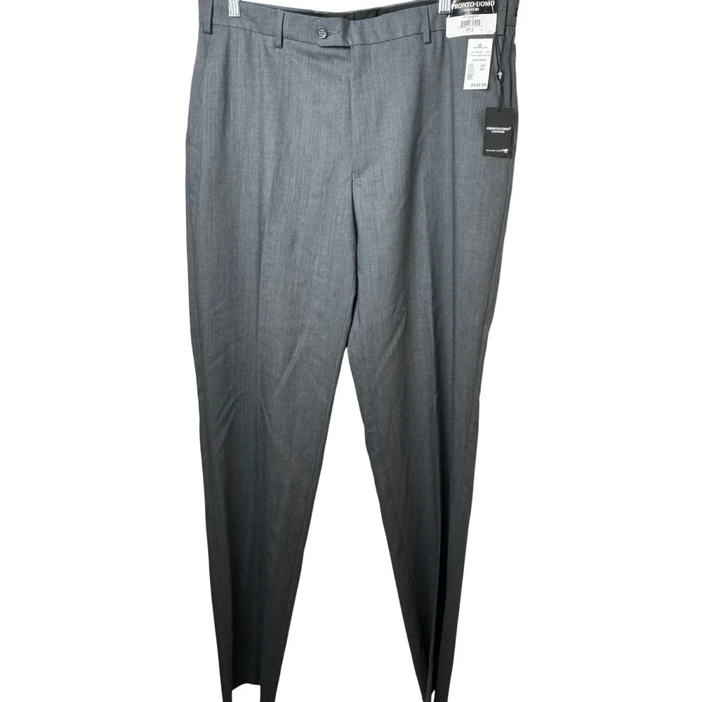 Pronto Uomo Dress Pants Men 40 Grey Wool Couture Techno-Care NEW
